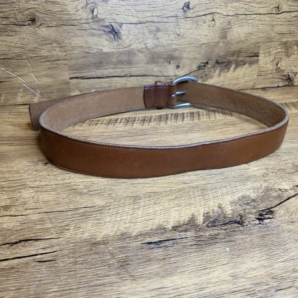 Kenneth Cole Tan brown leather adjustable belt sz 34 Mens